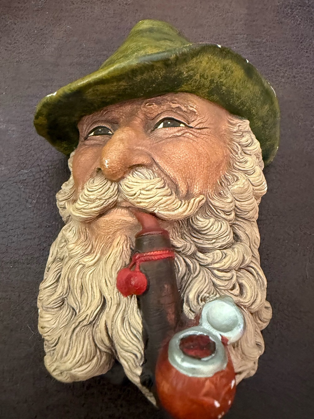 Vintage Bossons Tyrolean Bearded Man Pipe Wall Decor 6x4” Chalkware England 1972